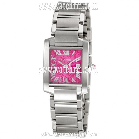 Cartier Tank Francaise Limited Edition Steel Raspberry Ladies Watch W51030Q3