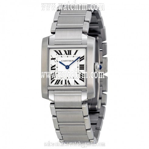 Cartier Tank Francaise Silver Dial Stainless Steel Ladies Watch WSTA0005