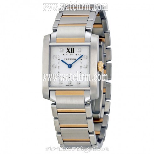 Cartier Tank Francaise Silver Dial Steel and 18kt Pink Gold Ladies Watch WE110005