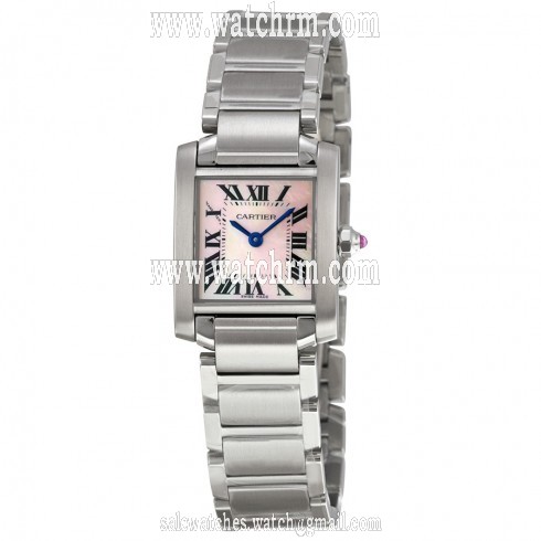Cartier Tank Francaise Steel Pink Mother-of-Pearl Ladies Watch W51028Q3