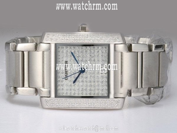 Cartier Tank HPI00561 28x32mm Diamond Dial Silver Stainless Steel Strap Watch