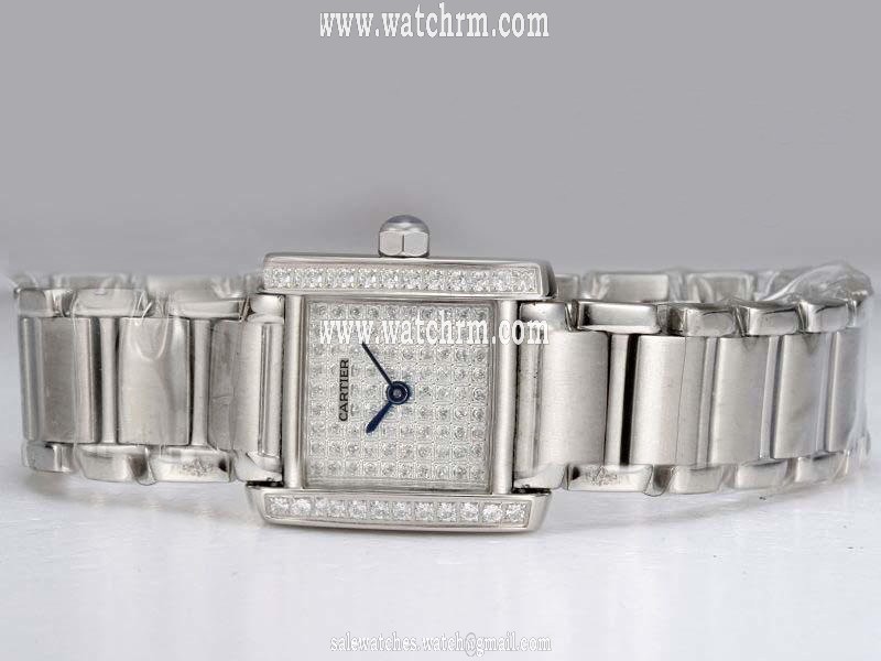 Cartier Tank HPI00561 Round Stainless Steel Case Diamond Dial Watch