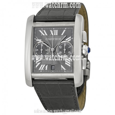 Cartier Tank MC Chronograph Grey Dial Grey Leather Ladies Watch W5330008