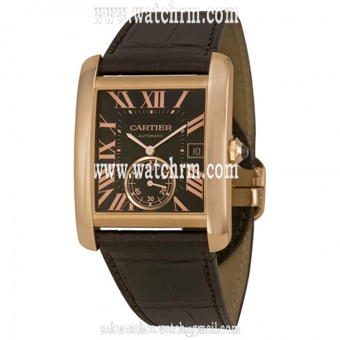Cartier Tank MC Mechanical Brown Dial Brown Leather Strap Men's Watch W5330002