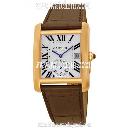 Cartier Tank MC Mechanical Silver Dial Brown Leather Strap Men's Watch W5330001