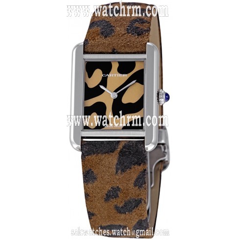 Cartier Tank Solo Panther Pattern Dial Quartz Ladies Watch W5200015