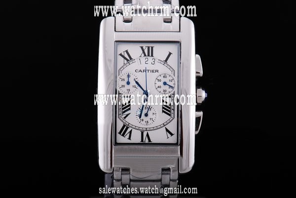 Cartier Tank w26019L1 Quartz Chronograph 30x47mm Womens Watch