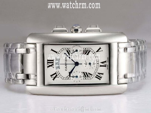Cartier Tank W26019L1 Womens Quartz Chronograph 30x47mm Watch