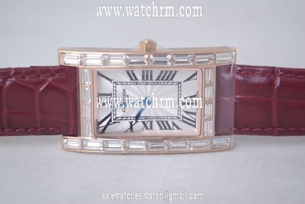 Cartier Tank w2603156 Mens Red Crocodile Leather Strap Rectangle Watch