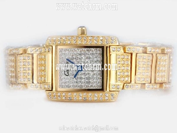 Cartier Tank W50002N2 Square Womens Stainless Steel Case Watch