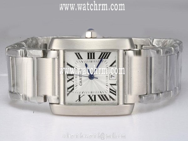 Cartier Tank W51002Q3 Stainless Steel Bezel White Dial Watch