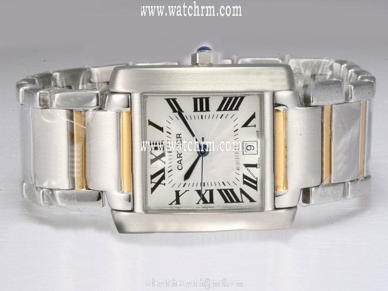 Cartier Tank w51007Q4 Square Womens Silver Stainless Steel Strap Watch