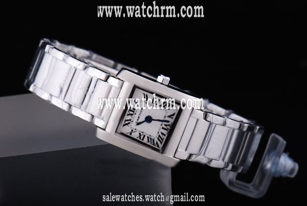 Cartier Tank w51008Q3 Square Silver Stainless Steel Strap Womens Watch