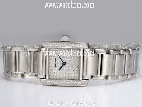 Cartier Tank W5101193 Womens Square Stainless Steel Case Watch