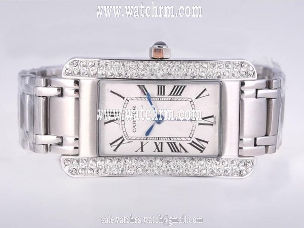 Cartier Tank WB7073L1 Rectangle Silver Stainless Steel Strap Watch