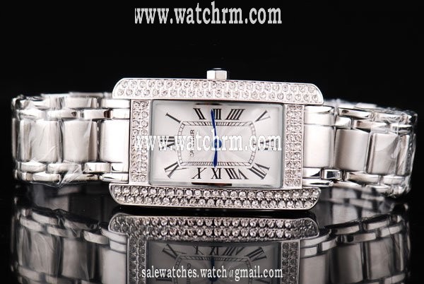 Cartier Tank WB7073L1 Silver Stainless Steel Strap Rectangle Womens Watch