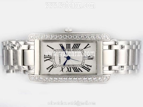 Cartier Tank WB7073L1 Stainless Steel Case Rectangle White Dial Watch