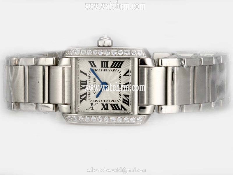 Cartier Tank wE1002S3 Silver Stainless Steel Strap Square Watch