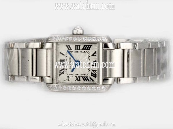 Cartier Tank wE1002S3 Silver Stainless Steel Strap White Dial Watch