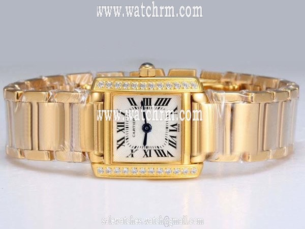 Cartier Tank wE10456H 22x26mm White Dial Gold 18k Gold Strap Watch
