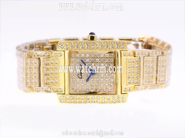 Cartier Tank wE10456H Square Gold 18k Gold Strap Womens Watch