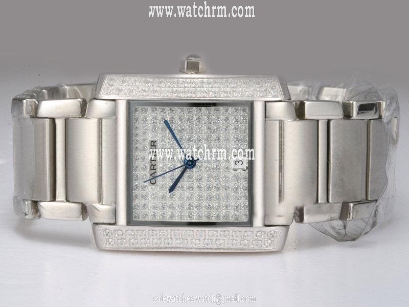 Cartier Tank WL4082KF 28x32mm Silver Stainless Steel Strap Womens Watch