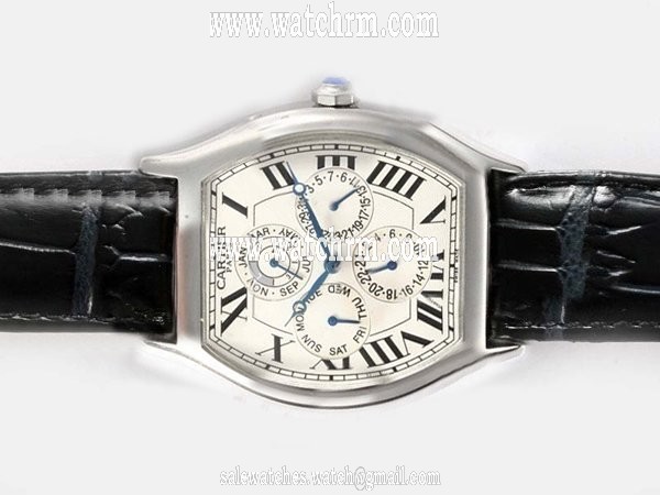 Cartier Tonneau W1540551 Automatic Stainless Steel Bezel White Dial Watch