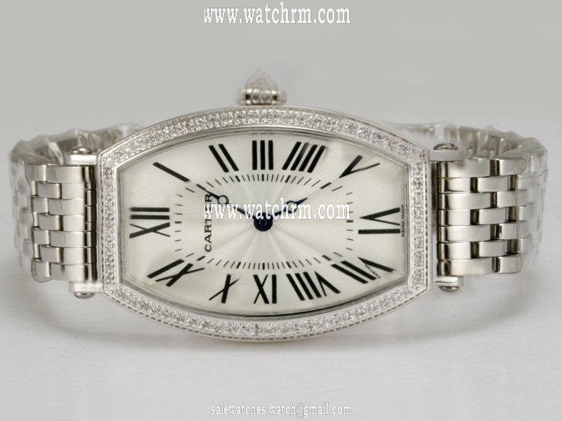 Cartier Tonneau WE400131 White Dial Rectangle Silver Stainless Steel Strap Watch