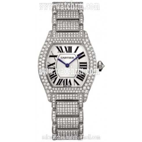 Cartier Tortue Diamond 18kt White Gold Ladies Watch WA5049MC