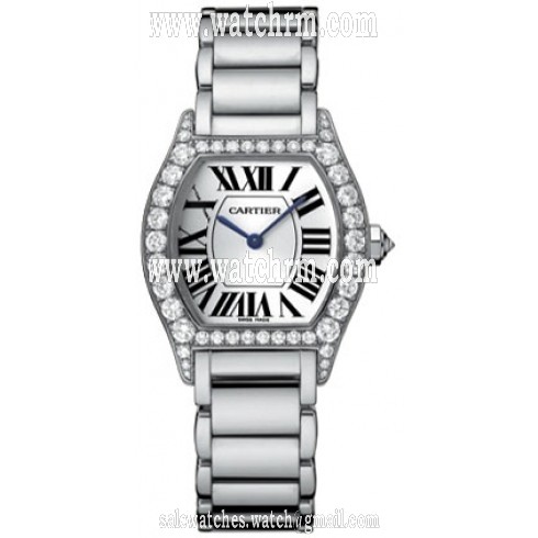 Cartier Tortue Diamond 18kt White Gold Ladies Watch WA5072W9