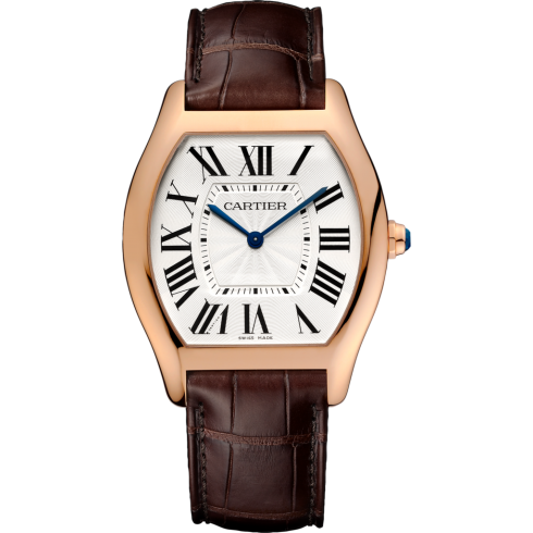 Cartier Tortue Silver Dial 18K Pink Gold Men's Large Watch WGTO0002