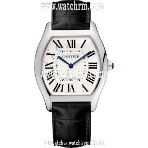 Cartier Tortue Silver Dial 18k White Gold Men's Watch WGTO0003