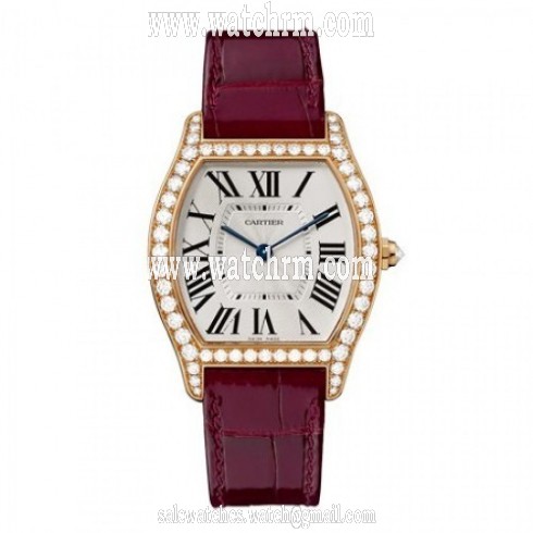 Cartier Tortue Silver Dial 18kt Rose Gold Diamond Unisex Watch WA501008