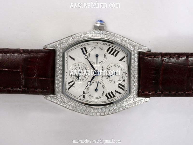 Cartier Tortue W1540551 Stainless Steel Case Rectangle White Dial Watch