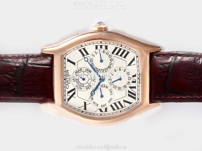 Cartier Tortue W1543551 Rectangle Automatic White Dial Watch