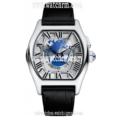 Cartier Tortue XXL Multiple Time Zone Manual Wind 18 kt White Gold Men's Watch W1580050
