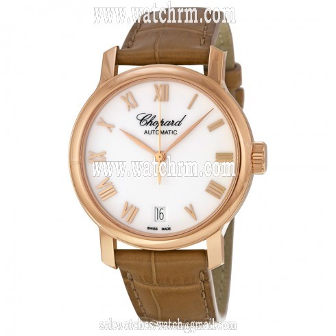 Chopard Classic White Dial 18kt Rose Gold Automatic Ladies Watch 124200-5001