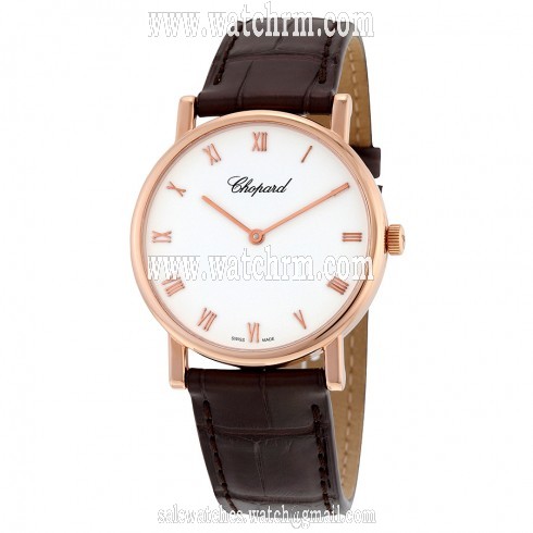 Chopard Classic White Dial Rose Gold Alligator Leather Ladies Watch 163154-5001