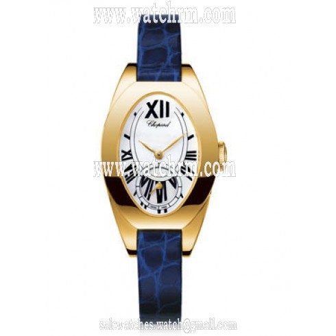 Chopard Classique Femme 18k Yellow Gold Blue Leather Ladies Watch 127228-0001