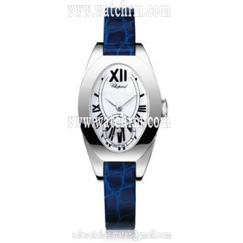 Chopard Classique Femme 18kt White Gold Blue Leather Ladies Watch 127228-1001