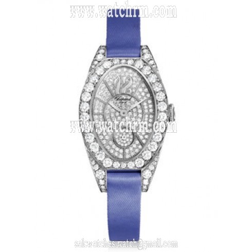 Chopard Classique Femme Diamond 18k White Gold Blue Satin Ladies Watch 137228-1001