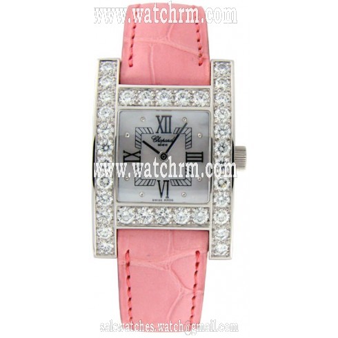 Chopard H Diamond 18kt White Gold Pink Ladies Watch 13/6621