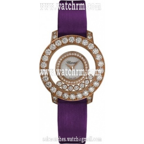 Chopard Happy Diamond Mother of Pearl Diamond Bezel 18k Rose Gold Ladies Watch 209412-5001