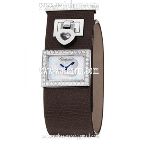 Chopard Happy Diamonds Mother Of Pearl Dial Brown Leather Ladies Watch 208503-2001