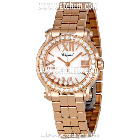 Chopard Happy Sport 18k Rose Gold Diamond Ladies Watch 274189-5007