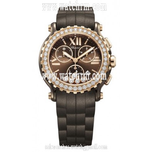 Chopard Happy Sport Chronograph Brown Dial Diamond Watch 288515-9004