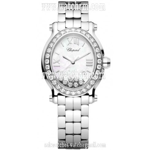 Chopard Happy Sport Diamond Mother of Pearl Dial Stainless Steel Ladies Watch 278546-3004