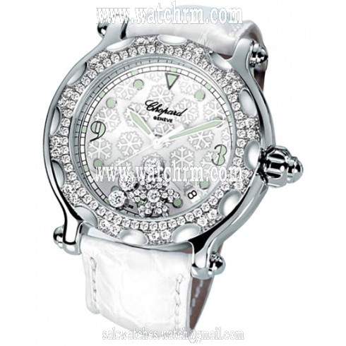 Chopard Happy Sport Diamond Snowflake 18kt White Gold Steel White Ladies Watch 288946