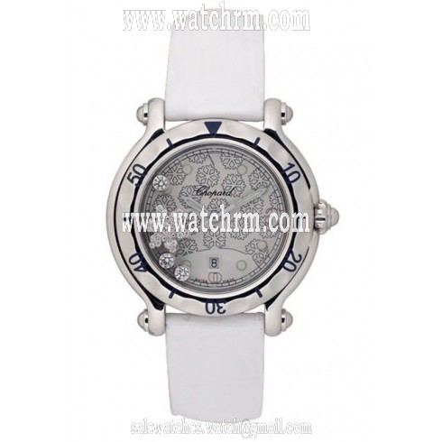 Chopard Happy Sport Diamond Snowflake Steel White Rubber Watch 27/8949