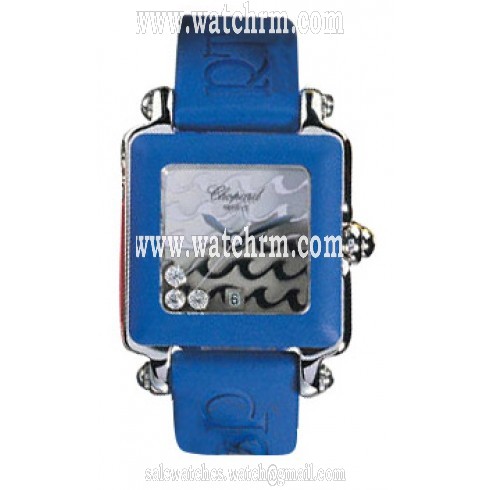 Chopard Happy Sport Diamond Steel Blue Rubber Ladies Watch 27/8896-403